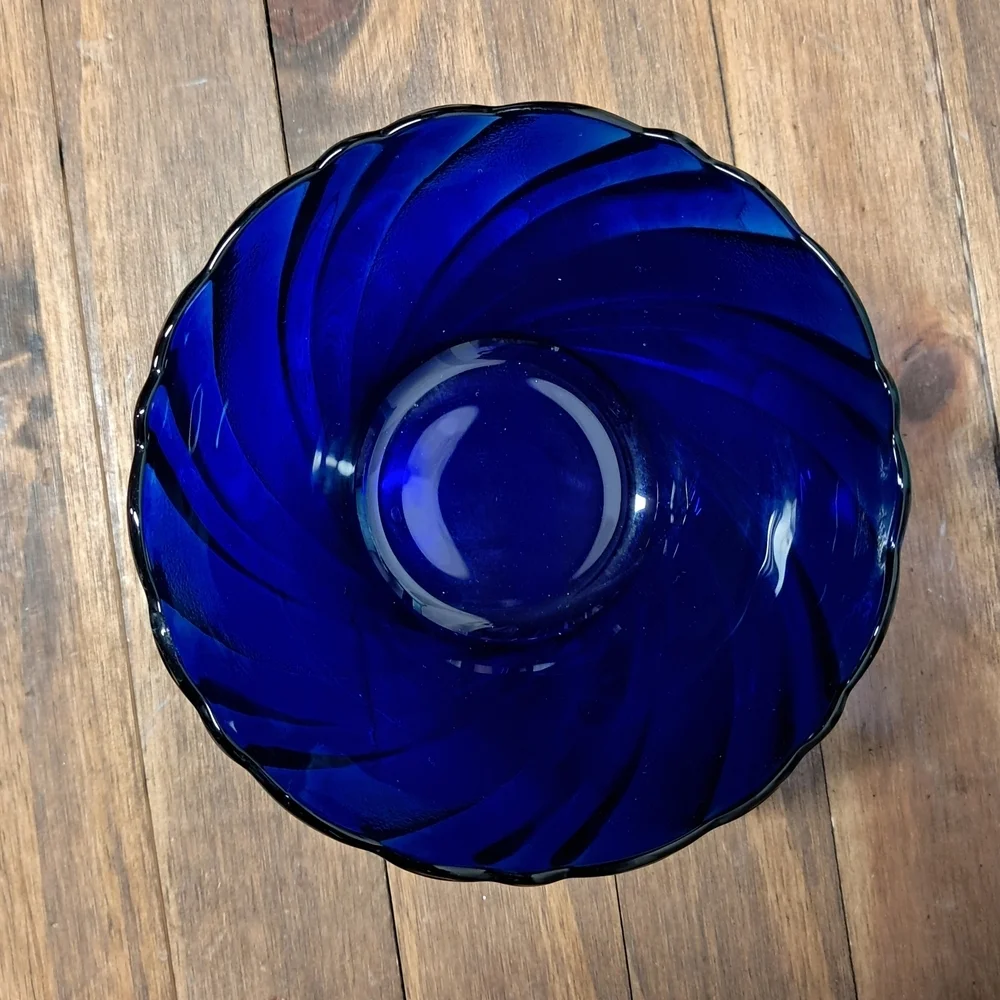 Set Of 4 Duralex Cobalt Blue Swirl 5.5